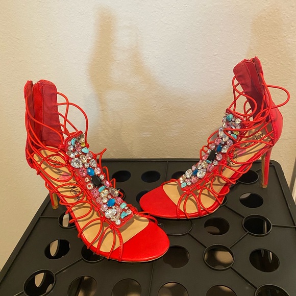 Penny loves Kenny shoes size 8.5, worn once red high heels - Picture 2 of 4